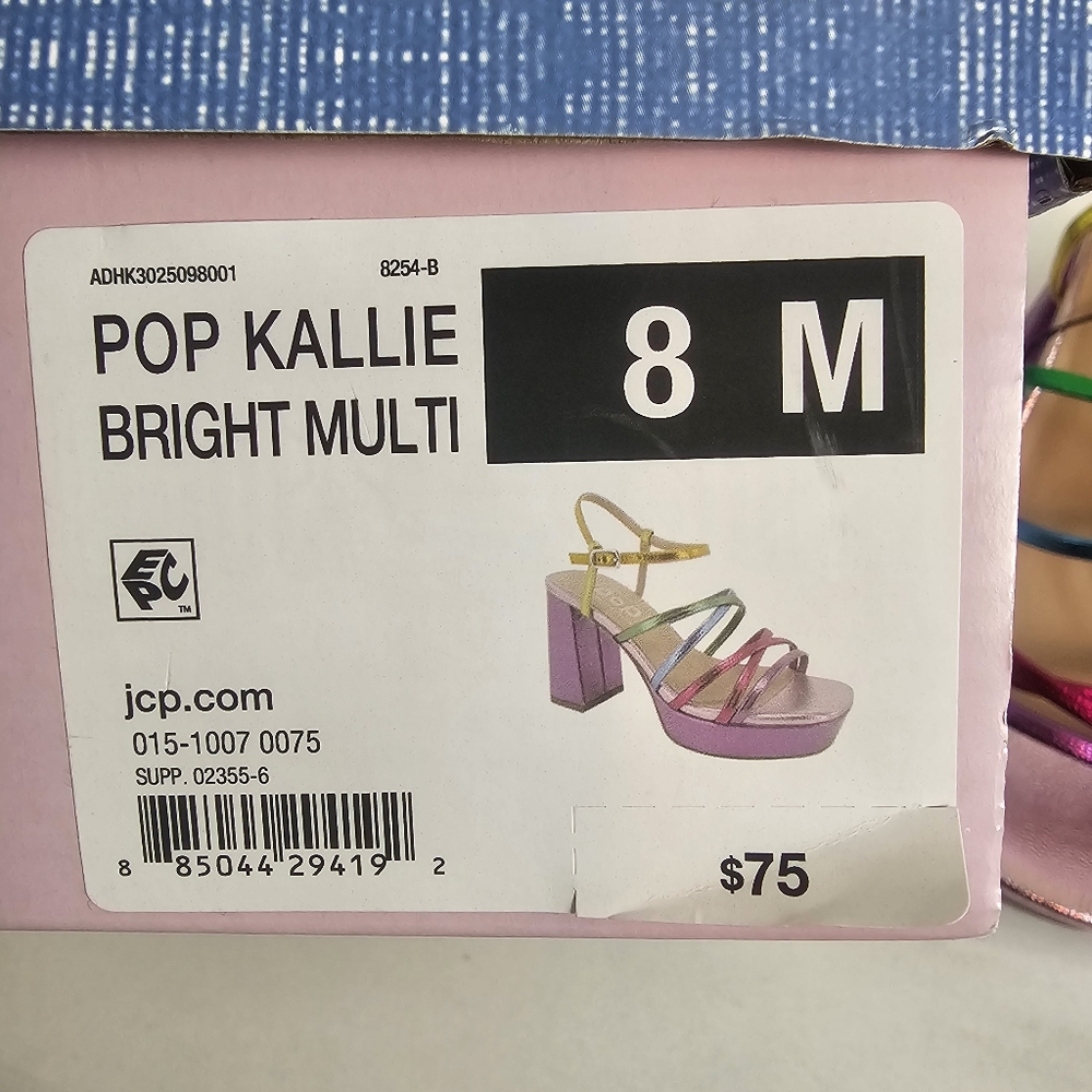 Pop Fuchsia Multi Colored Kallie Heeled Sandals Size 8 - Picture 13 of 13